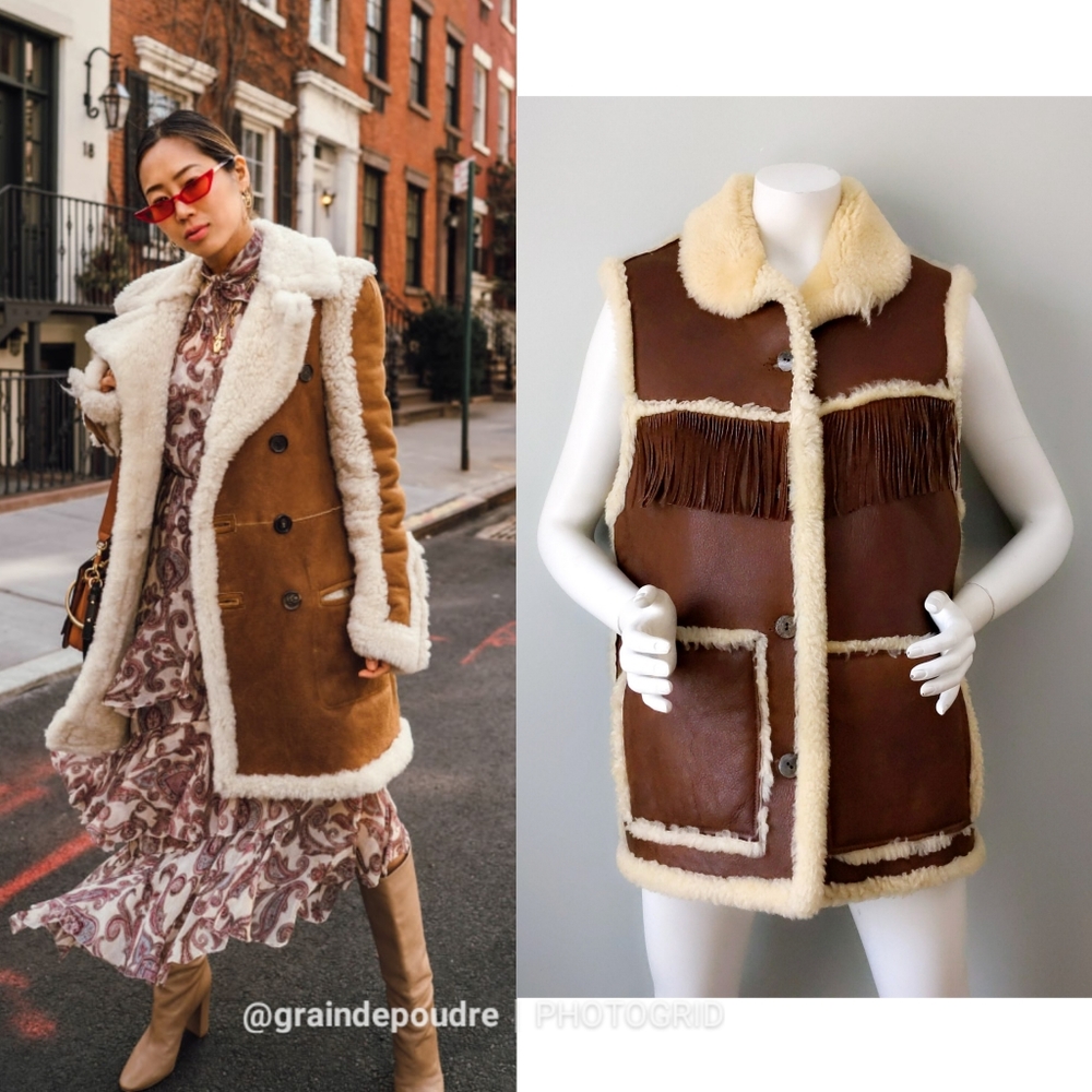Vintage 1970s Genuine Shearling Teddy Leather Vest S M L